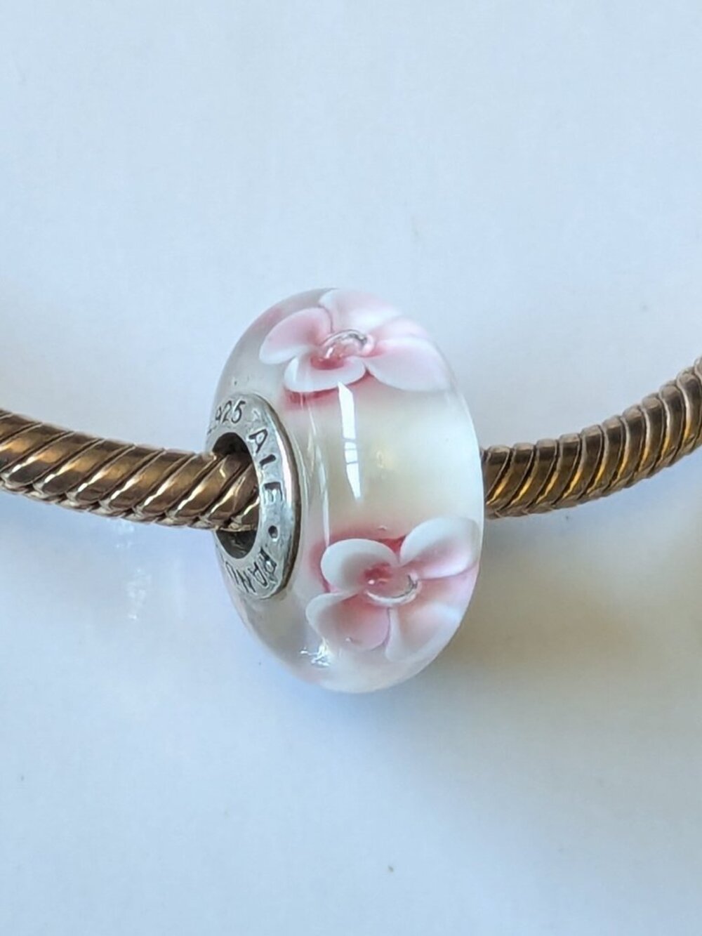 Pandora Cherry Blossom Murano Glass Charm Sterling Silver (Retired)